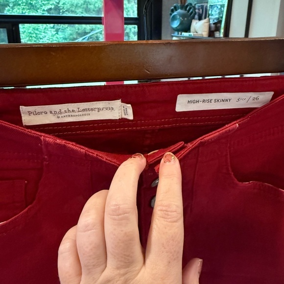 Pilcro and the Letterpress High Rise Red Jeans - Picture 2 of 4